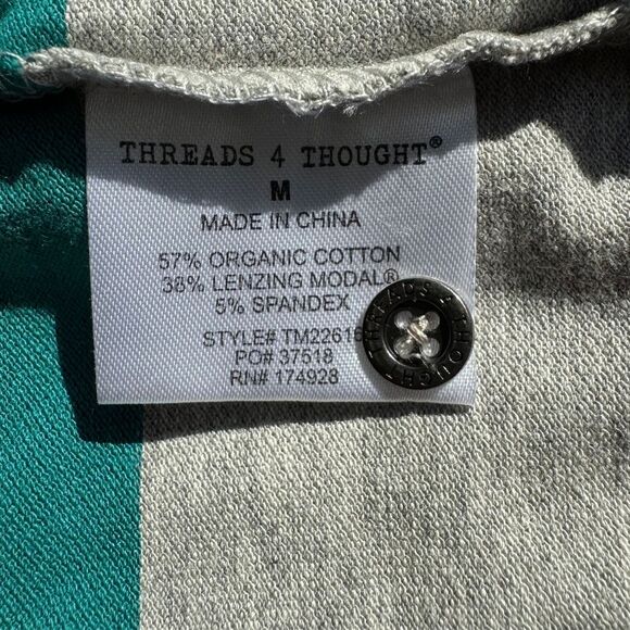 THREADS 4 THOUGHT Mens Ashby Pique Knit Stripe Polo Shirt Rugby 90s NWT Medium - Picture 8 of 9